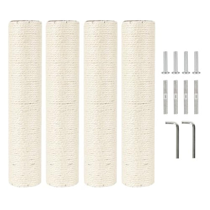 4 Pcs 2.9in 7.4cm Diameter Cat Tree Scratching Post Sisal Replacement Pole Parts (M8, 13.8in/35cm) - color: 13.8in/35cm, size: M8*4posts