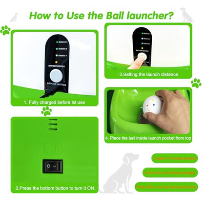 MEKAPLE Automatic Dog Ball Launcher, Upgraded Interactive Dog Balls Thrower with 3 Distance 29Ft-79Ft, Remote Control Ball Launcher for Medium & Large Dogs, 5 Etpu Balls Included (Lime Green) - color: Lime Green