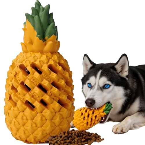 M.C.works Dog Toy for Aggressive Chewers Large Breeds, Indestructible Pineapple Dog Toys, Tough Treat Dispensing Toys for Small Medium Large Dogs (Large) - size: 6.7 In
