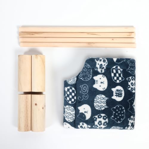 Cat and Dog Hammock Bed for Small Dogs, Brethable Wooden Cat Pet Rabbit Elevated Bed Cots Furniture for All Seasons Fleece Navy Blue - color: Navy Blue
