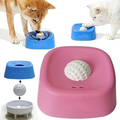 Slow Feeder Dog Bowls for Liquid with Rolling Ball, Interactive Lick Bowl Licking Slow Feeder for Wet Food, Water & Treats Lick Toy for Dogs Cats Large Medium Small (Pink) - color: Style1-Pink
