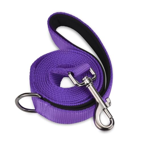 AUDWUD Soft Padded Handle Dog Leash,Relieve Hand Pressure;Portable,Strong,High Tensile Strength,Suitable for Small and Medium Sized Dog Walking Leash - color: Violet, size: 5 ft