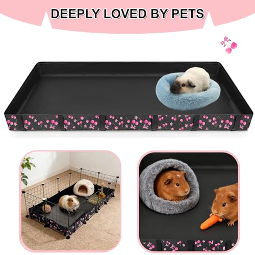 DZWLKJ Guinea Pig Cage Liner,Washable Tarp Bottom Base,Cherry Graphic,28"x56", Reusable for Rabbit, Chinchilla, Hedgehog, Ferret & Other Small Animals. - size: C&C 2x4(28x56 inches)