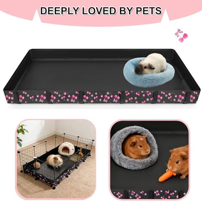 DZWLKJ Guinea Pig Cage Liner,Washable Tarp Bottom Base,Cherry Graphic,28"x56", Reusable for Rabbit, Chinchilla, Hedgehog, Ferret & Other Small Animals. - size: C&C 2x4(28x56 inches)