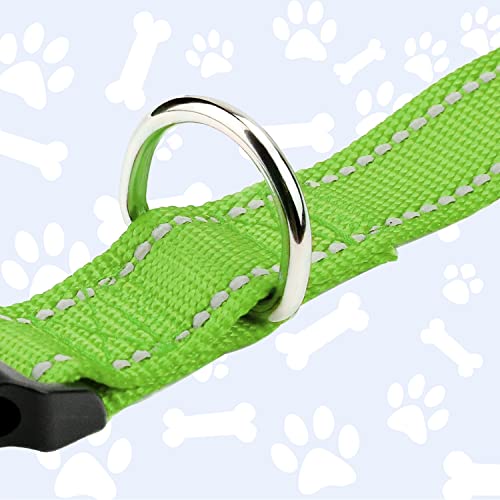 Reflective Dog Collar, Sturdy Nylon Collars for Puppy and Extra Small Girl and Boy Dogs, Adjustable Dog Collar with Quick Release Buckle,Green,5/8" Width - color: Green, size: X-Small Plus (Pack of 1)