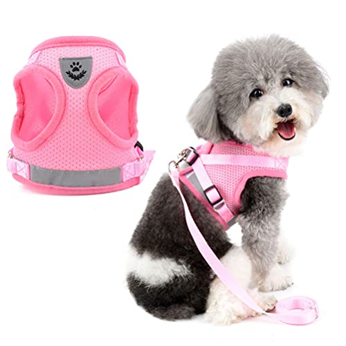 Zunea Dog Harness for Small Sized Dogs No Pull Puppy Harness and Leash Set Adjustable Reflective Step-in Vest Harness Soft Mesh Escape Proof Cat Harness for Walking, for Girl Boy Pet Kittens Pink L - color: Pink, size: L (Chest:17.5 Inch, for 11-15lbs)