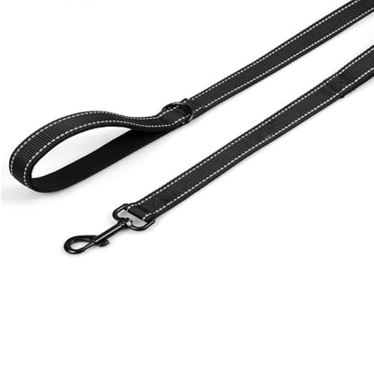 Heavy Duty No Pull Dog Leash for Large Medium Dogs, Dual Two Padded Handle Shock Absorbing Reflective Pet Leash, Adjustable Training Lead for Walking - Black