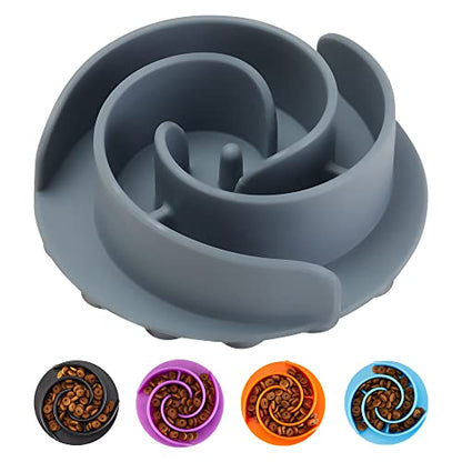 Slow Feeder Dog Bowls Insert, Animire Soft Silicone Slow Eating Food Bowl for Small, Medium and Large Dogs - color: Grey, size: M