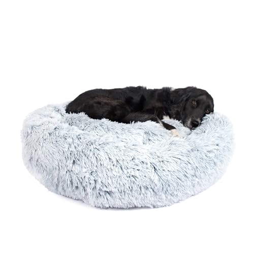 Barkbox Dog Bed, 2-in-1 Memory Foam Donut Cuddler Dog and Cat Bed, Calming Orthopedic Joint Relief Fur Crate Lounger for Pets, Machine Washable + Removable Cover, Waterproof Lining, Includes Toy - color: Grey, size: Large
