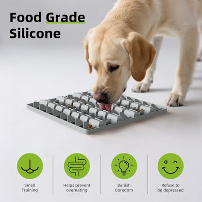 Snuffle Mat for Dogs, Silicone Snuffle Mat Dog Feeding Mat Slow Feeder, Encourages Natural Foraging Dog Sniff Mat, Stress Relief, Smell Training, Digging Toys for All Breed Dogs (Grey) - color: Grey