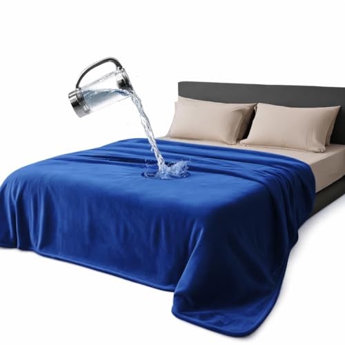 Waterproof Blanket for Bed, Couch, Kids & Pets Protection – Splash-Proof, Spill-Proof, Leakproof Flannel Blanket Reversible Design (Navy Blue & Abyss Green, 60x80) - color: Navy Blue & Abyss Green, size: Full