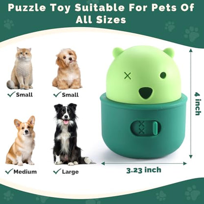 Silicone Dog Slow Feeder Toy - Interactive Puzzle Feeder & Food Dispenser for Small & Large Dogs - Enrichment Toys for Mental Stimulation - Fun Puppy Chew Toys & Cat Treat Dispenser to Keep Pets Busy - color: Bear-Green