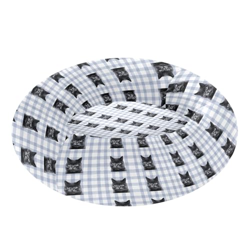 Pet Bed Cat Plaid Purple Cat Snuggler Soft Winter Cushion, Cozy Round Bolster Nest for Indoor Kittens & Small Pets 15" - size: X-Small