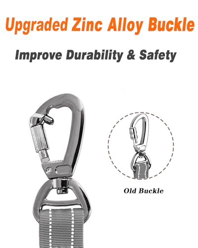 AUBELL Tactical Dog Leash Heavy Duty,4-6ft Reflective Strong No Pull Bungee Leash for Medium Large Dogs with Comfortable Padded Double Handle,Car Seat Belt,360 Degree Rotating Carabiner,Grey - color: M/L-Grey(4-6FT)