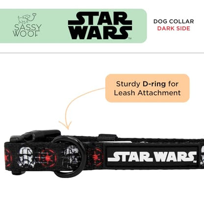 Sassy Woof Dog Collar Star Wars™ The Dark Side - M, Adjustable, Durable, Comfortable and Stylish Pet Accessories for Small Dogs - size: Medium, style: Collar