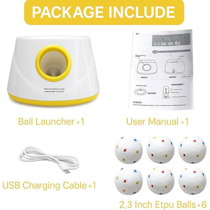 Automatic Ball Launcher for Dogs, Dog Ball Launcher with 6 ETPU 2.3” Balls, Adjustable Distance Thrower for Indoor & Outdoor Fetch Play, Interactive Pet Toy for Small & Medium Dogs
