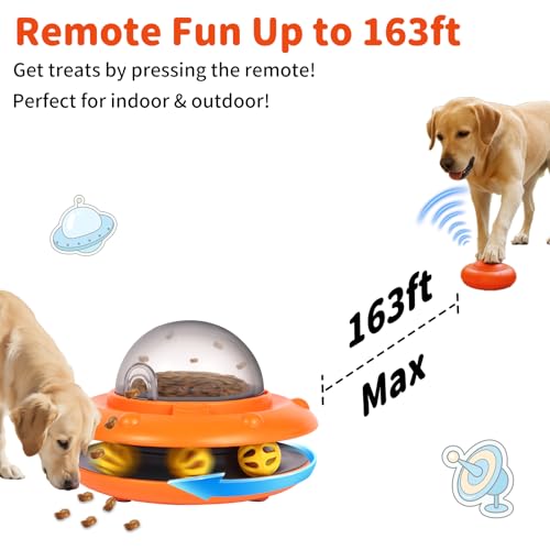Interactive Dog Ball Track Toys - Automatic Dog Track Ball Treat Puzzle with Remote Control for Dogs Food Dispensing, Pets Enrichment IQ Training Gift, Rechargeable Electronic Slow Feeder