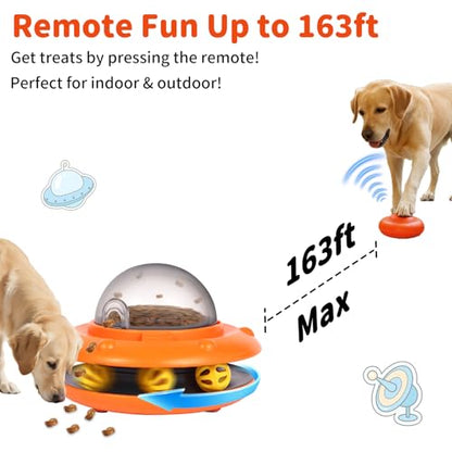 Interactive Dog Ball Track Toys - Automatic Dog Track Ball Treat Puzzle with Remote Control for Dogs Food Dispensing, Pets Enrichment IQ Training Gift, Rechargeable Electronic Slow Feeder