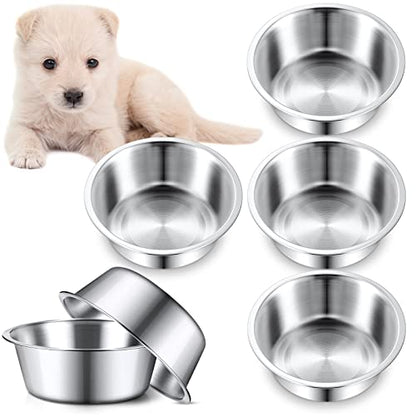 Yahenda 6 Pcs Stainless Steel Metal Dog Bowls Bulk Replacement Basic Thickened Pet Bowls for Small Medium Large Dogs, Dishwasher Safe(6.9 Inch) - size: 6.9 Inch