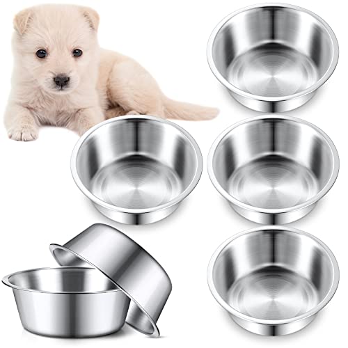 Yahenda 6 Pcs Stainless Steel Metal Dog Bowls Bulk Replacement Basic Thickened Pet Bowls for Small Medium Large Dogs, Dishwasher Safe(6.9 Inch) - size: 6.9 Inch