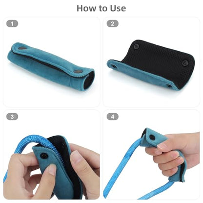 2PCS Dog Leash Grip Handle Sleeve - Leash Wrap - Soft Velvet & Polyester Mesh Ensure Comfortable Grip - Dog Leashes/Box/Bag Handle Cover Protection Pads(Blue) - color: Blue