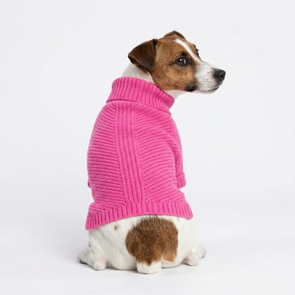 Fitwarm Valentines Dog Turtleneck Sweater, Dog Winter Clothes for Small Dogs Girl, Knitted Pet Coat, Cat Outfit, Hot Pink, XS - color: Rose Red, size: X-Small