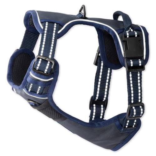 Pet Passion MAX - THE Hardy Reflective Harness, Navy, Large - color: NAVY, size: Large (40-60 lbs)