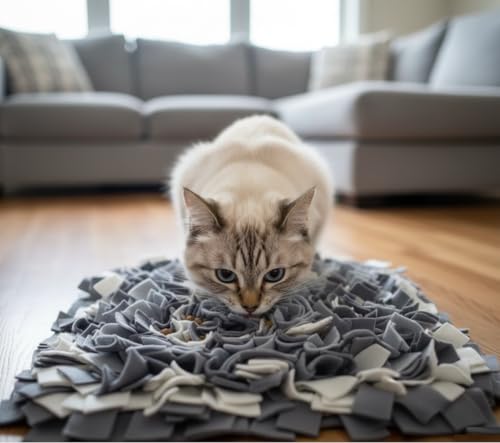 Pet Snuffle Mat Dark Grey Square 50x50cm Large Size Washable Anti-Slip Big Tough Dog Feeding Mat Food Puzzles Sniffing Foraging