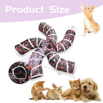 EGETOTA Cat Tunnel for Indoor Cats Large, with Play Ball S-Shape 5 Way Collapsible Interactive Peek Hole Pet Tube Toys, Puppy, Kitty, Kitten, Rabbit (S5 - Mushroom) - color: S5 - Mushroom