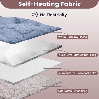Self Warming Cat Bed, 36 X 23 Inch Reversible Two-Sided Use Self Heating Mat for Cats and Dogs, Washable Cat Warming Pad for Indoor Use, Cozy Flannel Base. (L - 36 X 23 Inch) - size: L - 36 X 23 Inch