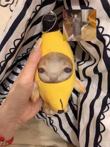 Upgraded Banana Cat Plush, 2 Pack, 7 Inch, Crying, Funny Keychain with 4 Sound for Kids Adult