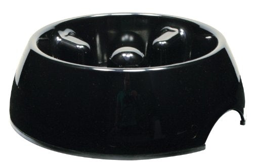 Dogit Dog Bowl Slow Feeder for Wet or Dry Dog Food, Go Slow Anti-Gulping Dog Dish, Black, L - color: Black, size: Large