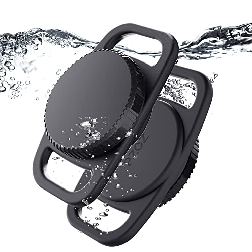 PZOZ Waterproof Case Dog Collar Holder (2 Pack) for Apple AirTag Gen 1/2, Plastic & Silicone Pet Collar Case Anti-Lost Air Tag Cover Holder for Cat Dog GPS Tracker