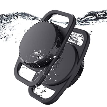 PZOZ Waterproof Case Dog Collar Holder (2 Pack) for Apple AirTag Gen 1/2, Plastic & Silicone Pet Collar Case Anti-Lost Air Tag Cover Holder for Cat Dog GPS Tracker