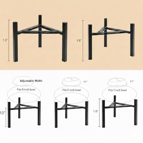 Adjustable Width Dog Bowl Holder - Single Bowl Feeder for Medium to Large Breed Dogs, fits Bowls from 8-11 inches, Sturdy Metal Construction, Ergonomic Design (Bowl not Included) (2Pack) - size: 2Pack