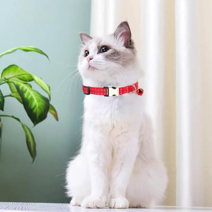 Red Puppy Collar with Bell, Reflective Nylon XS Dog Collars Soft Adjustable Buckle for XXS XSmall Small Dogs Tiny Pets Cats Boy Girl Kitten Yorkie Chihuahua X-Small - color: Red