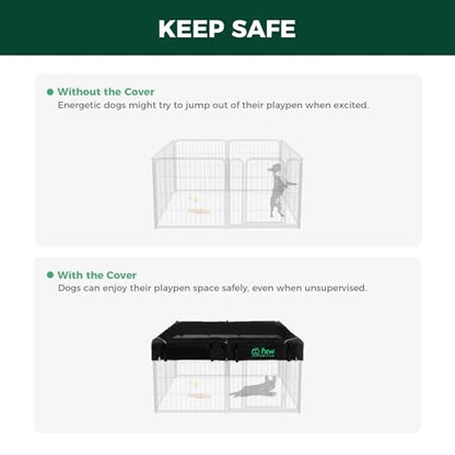 FXW Homeplus Indoor Dog Playpen with Square Mesh Top Cover for Escape Prevention, 24 Inch 8 Panels Heavy Duty Dog Pen for Puppies and Small Dogs, Black│Patented - size: 24"H (Black)