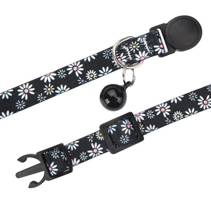 Cat Collar Breakaway with Bells, 3 Pack Girl Boy Pet Cat Collar with Bohemia Floral Tribal Geometric Patterns, Adjustable 7.5-12 Inch, with Safety Buckle for Kitten Cat(Set D) - color: Set D