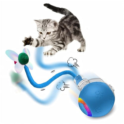 2026 Newly Upgraded Version 3.0 Cat Toys, Cool Intelligent Interactive Cat Ball for Indoor Bored Cats, Automatic Rolling Ball 3.0 Puzzle Toy, Electronic Rolling Pet Chase (Blue-1 pcs) - color: 03 - Blue-1 pcs
