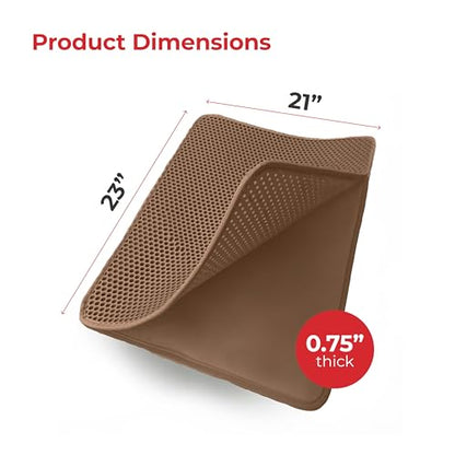 Small Cat Litter Trapper by iPrimio - Litter Mat, EZ Clean Cat Mat, Litter Box Mat Water Proof Layer and Puppy Pad Option. Patented (23"x21" Brown) - style: 23x21 - Brown
