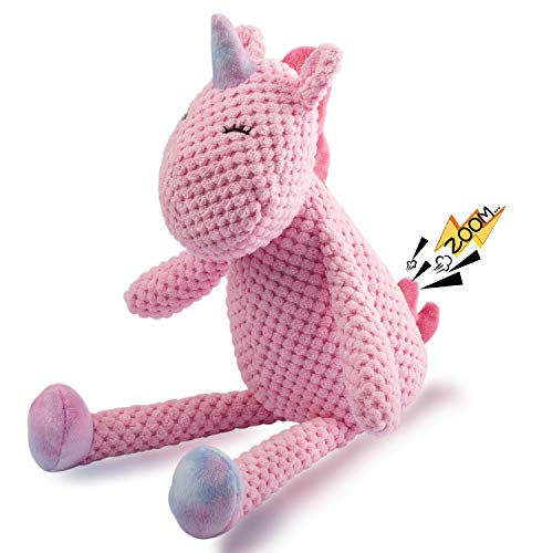 GOOLA Squeaky Dog Toys - Durable Plush Toys with Squeaker & Crinkle Paper,Pink Unicorn Themed Pack for Puppy to Large Dogs - color: Pink