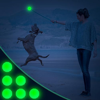 Liliful 10 Pcs Glow in the Dark Dog Toys 2.4 Inch Dog Balls Rubber Glowing Fetch Ball with Net Bag for Puppy Small Breed Dogs Only