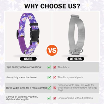 Dog Collar and Leash Set, Adjustable Dog Collars for Small Medium Dogs Boys Girls, Soft Durable Nylon Collar and Matching Leash, Cute Puppy Collars,Purple - color: Purple flower, size: Small(Neck:11.8"-16.2")