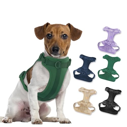 No Pull Lightweight Dog Harness: Adjustable Breathable Pet Vest Harness with Soft & Comfortable Cushion for Small Medium Large Dogs (Medium, Pine Green) - color: Pine Green, size: M:Neck=11.81"-18.11"/Chest=18.11"-27.95"