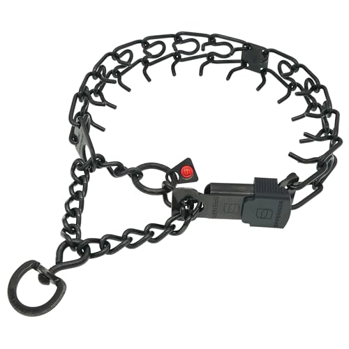 Herm Sprenger Black Stainless Steel Dog Collar with Short Links and Quick Release ClicLock Buckle Made in Germany (20in x 3.0mm (Neck Size up to 16-17in) - color: Black Stainless Steel, size: 3.0 mm x 16-17 in Neck Size; 20 in Chain Length