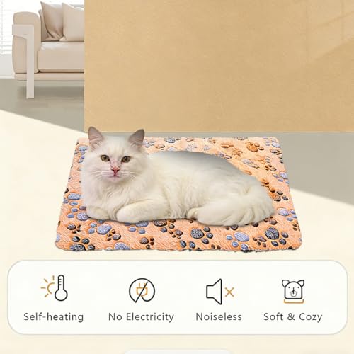 Self Warming Cat Bed, 28×20 inch Self Heating Cat Dog Mat, Non-Electric Warm Thermal Pet Pad for Indoor Outdoor Pets, Non-Slip Bottom, Washable (Coffee) - size: Large