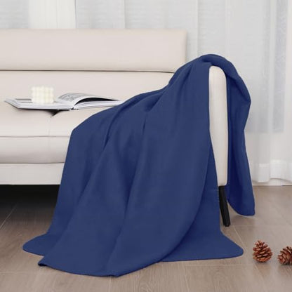ZYFZCYBL Fleece Throw Blankets Lightweight Warm Soft Cozy Pet-Friendly Bulk Fleece Throw Blanket Solid for Home Bed, Sofa，Office,Gifts, Couch (Pack of 6-50 x 60 inch，Navy) - color: Navy