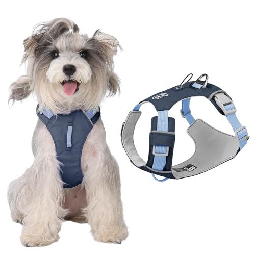 No Pull Dog Harness with Front Clip, Tracker Pocket, Adjustable Breathable Dog Harness with Reinforced D-Ring and Utility Loop, Lightweight Walking Harness for Small Medium Large Dogs, Navy Blue, S - color: Navy Blue, size: S