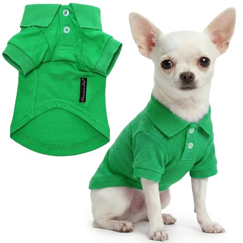 Parisian Pet Dog Polo Shirt – Classic Green Cotton Pet Apparel with Collar & Buttons - Soft Breathable Puppy T-Shirt - Cute Dog Clothes - Ideal Summer Clothes for Small Dogs - Shirts for Dogs Girl Boy - color: Green Polo, size: XXS