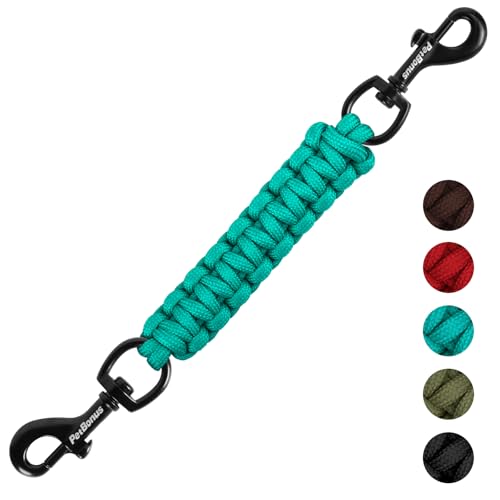 Dog Collar Safety Clip, Handmade Backup Safety Strap for Dog Harness, Prong, Pinch Collar, Double Ended Clasp Leash Connector (Turquoise) - color: Turquoise